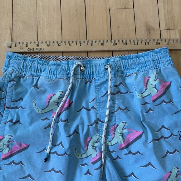 Party Pants Jet Skiing Dinosaur Dino Ripper Swim Trunks Board Shorts Blue Small - Picture 7 of 8